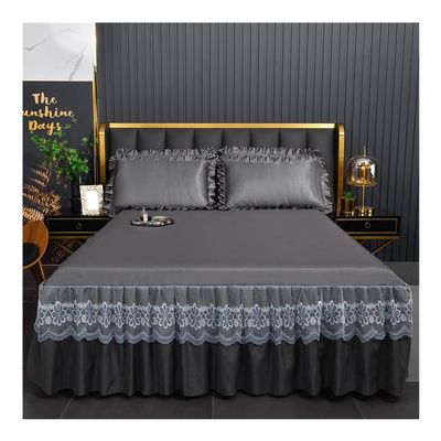 UYFRD Microfiber Bed Skirt, Ruffled Lace, 180 x 200 cm, 1-Piece