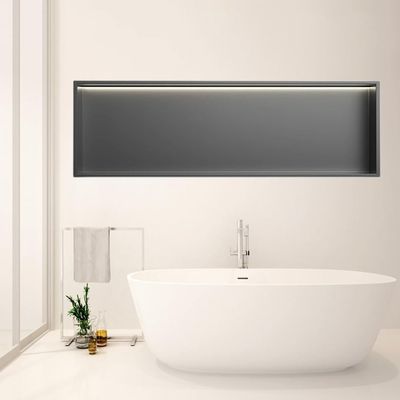 Stainless Steel Wall Niche Shower Shelf with LED Light – No Tiling Required