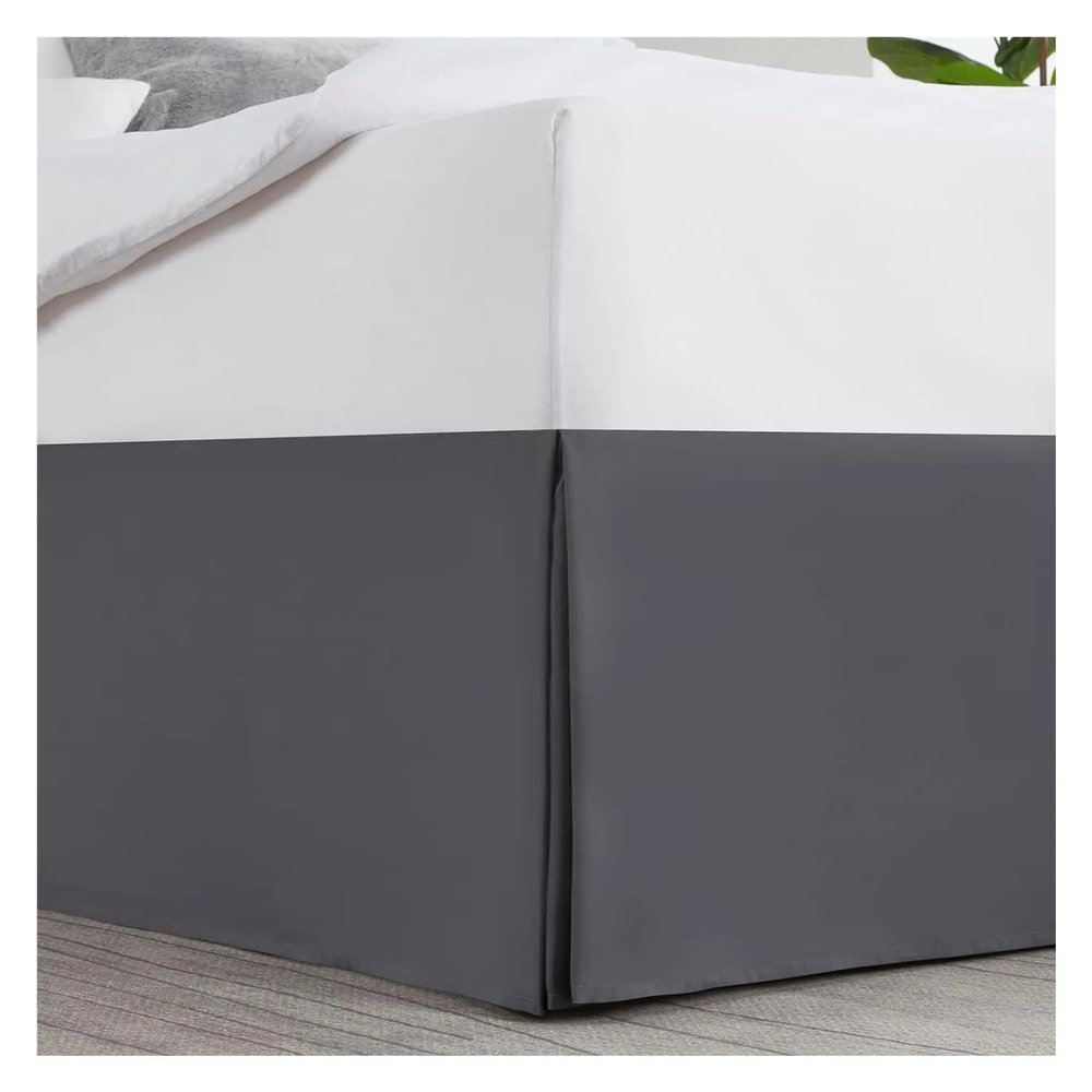 UYFRD Pleated Custom-Fit Bed Skirt with Shrink-Resistant, Lightfast Fabric, 35.6 cm Height (Without Platform), Dark Gray, 80 x 190 x 35 cm