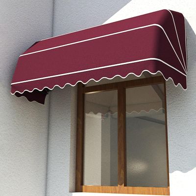 Waterproof Foldable Outdoor Awning for Door or Window, Red, Manual Telescopic, 140