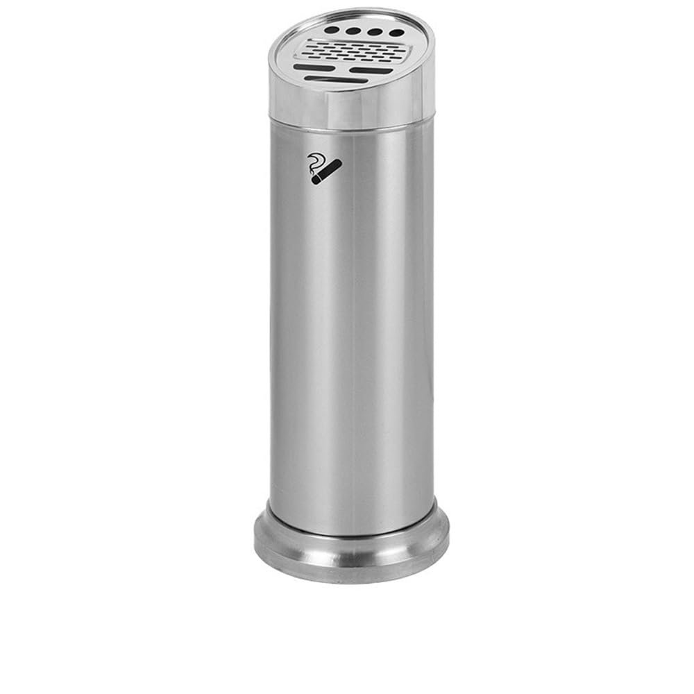 Freestanding Stainless Steel Outdoor Ashtray, Black/Silver