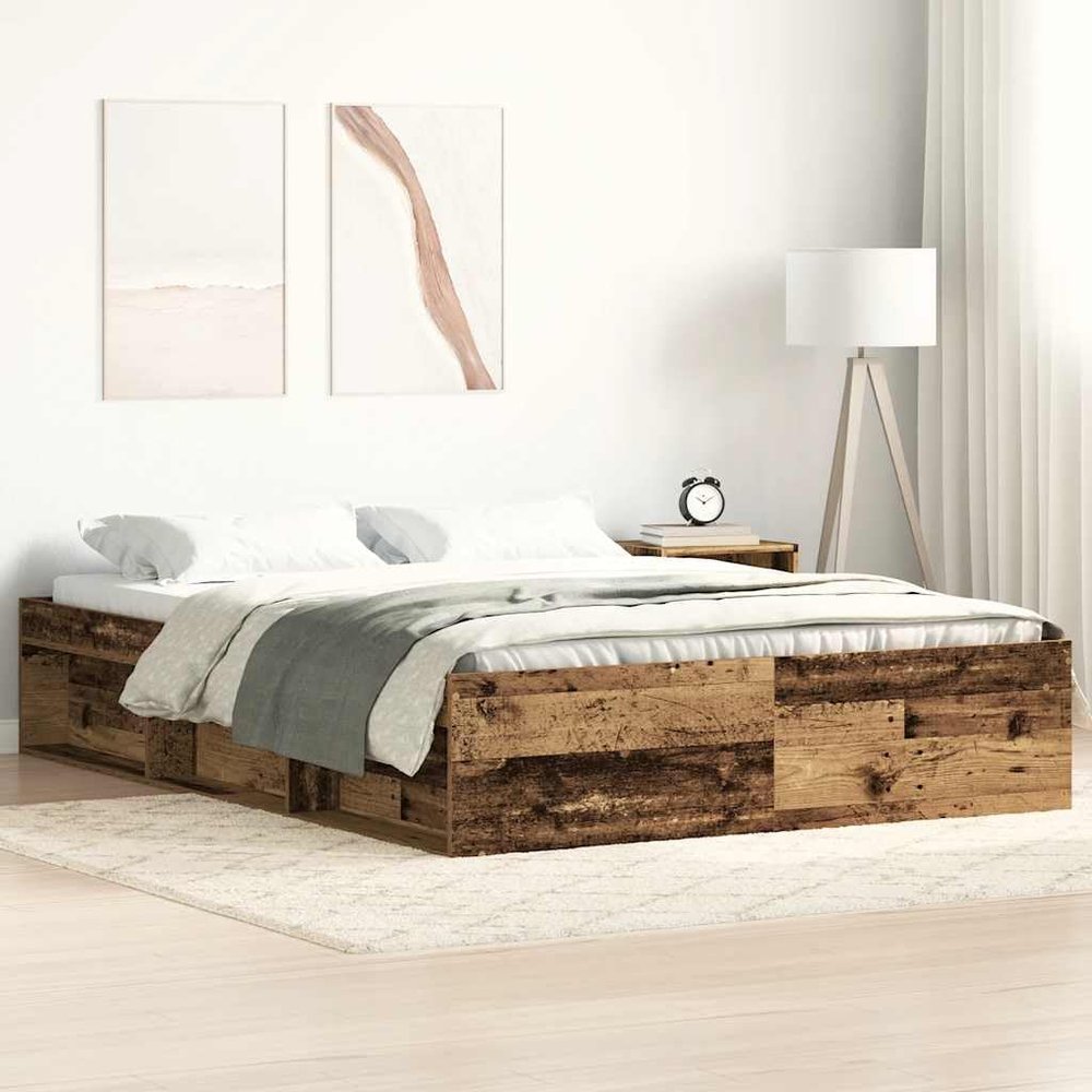WSJHUHK Bed Frame Without Mattress, Old Wood, 120 x 190 cm, Small Double