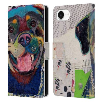 Head Case Designs Official Michel Keck Rottweiler Dog Leather Wallet Case for Apple iPhone 16e / iPhone 17e