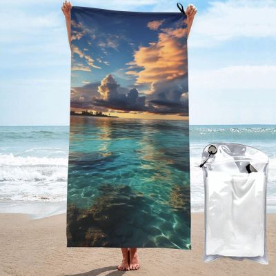 POCUK Quick-Drying Microfiber Towel with Sea View