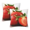 WPUTY Pillow Covers, Fresh Strawberry Design, Printed, Fuzzy, 16 x 16 in, Modern Decor for Sofa, Bed, Office, 2-Pack view 1