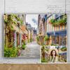 SDOTPMT 3.6 x 2.5 m Italian Street Vintage Floral Stone Alley Backdrop view 1