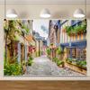 SDOTPMT 3.6 x 2.5 m Italian Street Vintage Floral Stone Alley Backdrop view 2