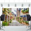SDOTPMT 3.6 x 2.5 m Italian Street Vintage Floral Stone Alley Backdrop view 3