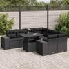 IKAYAA 9-Piece Black PE Rattan Patio Lounge Set with Adjustable Table and Storage view 1
