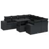IKAYAA 9-Piece Black PE Rattan Patio Lounge Set with Adjustable Table and Storage view 2