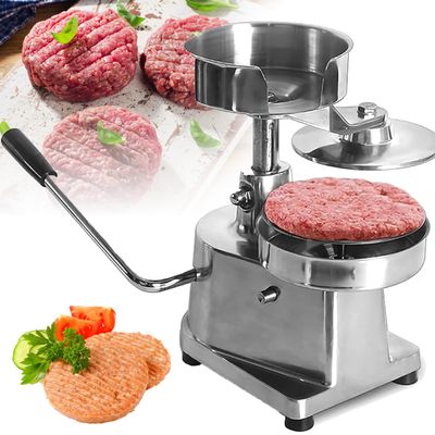 Burger Patty Maker for 5 Hamburgers, Manual Stainless Steel Machine with 3 Interchangeable Molds and 500 Patty Papers