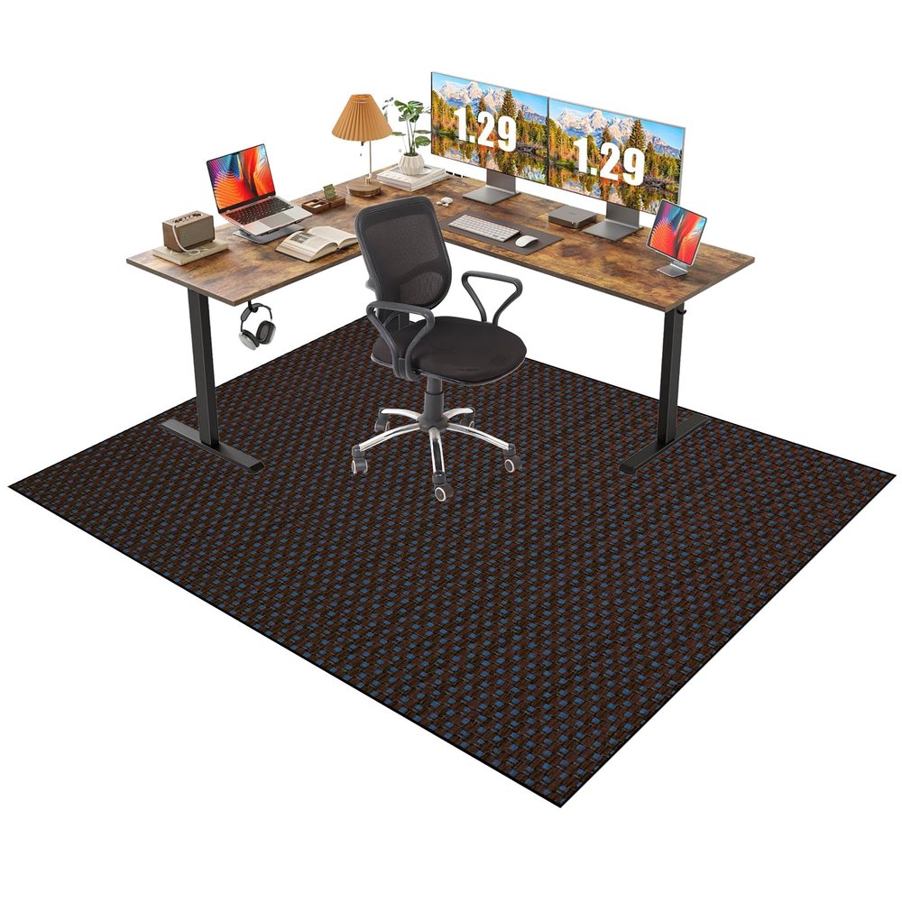 Black Office and Gaming Chair Floor Protection Mat, 90 x 140 cm