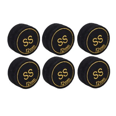 6-Piece Pool Cue Tip Set, 12 mm PU Replacement Tips
