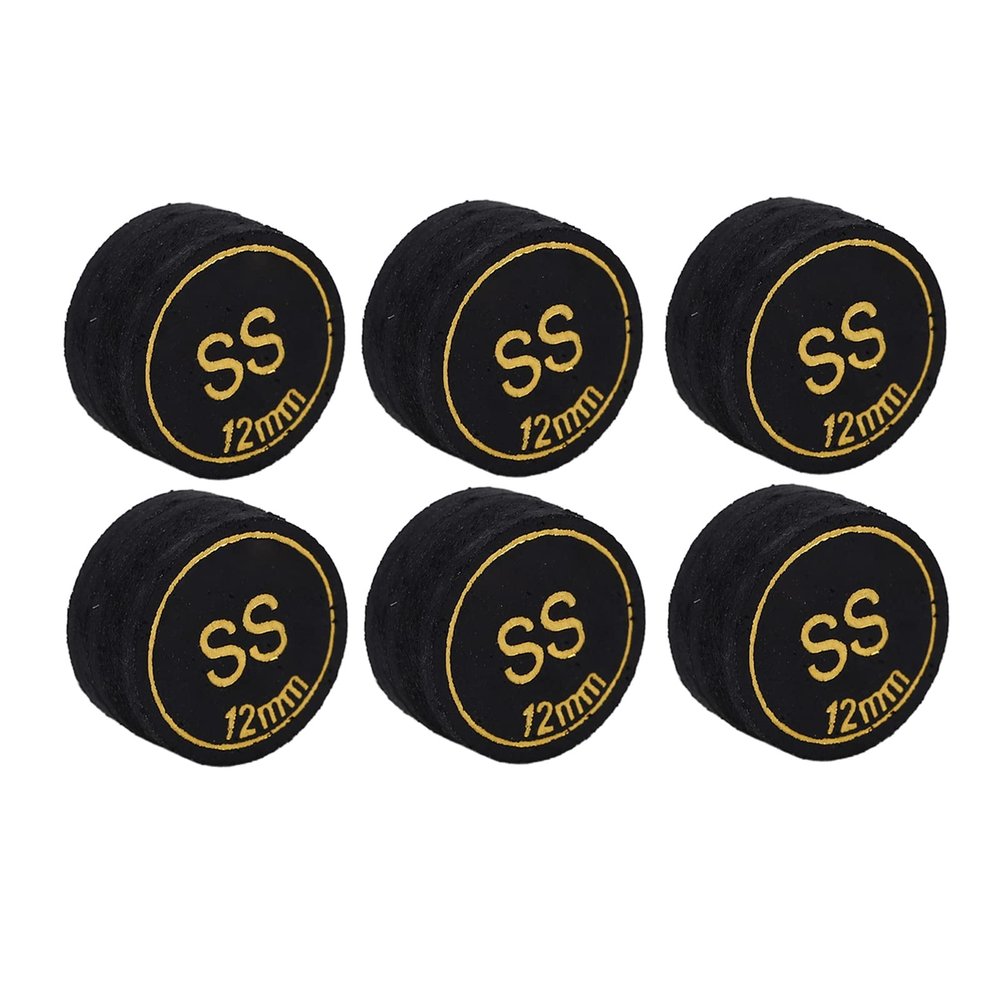 6-Piece Pool Cue Tip Set, 12 mm PU Replacement Tips
