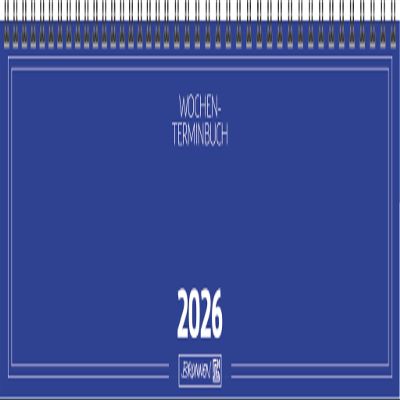 BRUNNEN Landscape Appointment Book Model 774 '26 | 326 × 102 mm, Cardboard, Blue