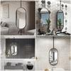PYROSUN Ceiling-Mounted Mirror with Metal Frame – Nordic Oval Hanging Mirror for Shaving, Bathroom, Washroom, and Hotel Entrance Decor view 4