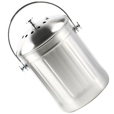 VILLFUL Stainless Steel Compost Bin with Lid and Carrying Handle