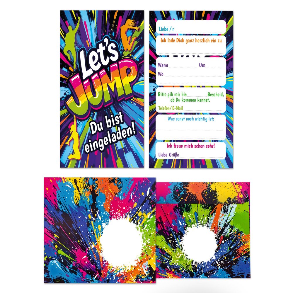 Junaversum 6 Colorful Birthday Invitation Cards with Envelopes