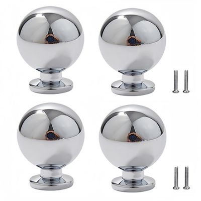 SANCHAKOU Cabinet Knobs, 2/4-Pack, Brass Silver Chrome Round Ball Handles