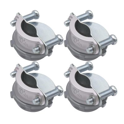 TOMSHIELE 1/2-Inch Cable Connectors, Zinc Alloy Clamp Connectors for Metal Conduit and Nonmetallic Cable, UL Listed, 4-Pack