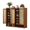 MARIYCH Bamboo Shoe Cabinet with 7/8 Tiers and Rattan Doors, Freestanding Shoe Organizer for Entryway and Living Room, Brown view 1