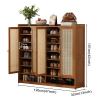 MARIYCH Bamboo Shoe Cabinet with 7/8 Tiers and Rattan Doors, Freestanding Shoe Organizer for Entryway and Living Room, Brown view 2
