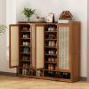 MARIYCH Bamboo Shoe Cabinet with 7/8 Tiers and Rattan Doors, Freestanding Shoe Organizer for Entryway and Living Room, Brown view 3