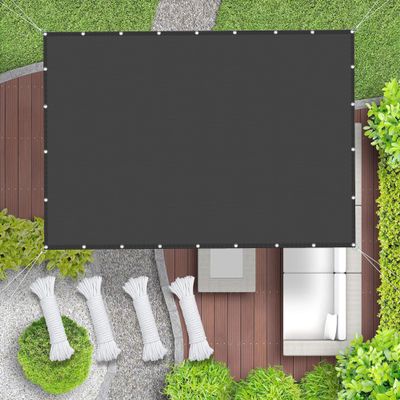 Waterproof Rectangular Sun Shade Sail 4 x 4.5 m, 98% UV Protection, Dark Gray