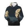 JEKYDOSD Night Crow Print Men's Fleece Hoodie, Ultra-Soft and Comfortable, for Everyday Wear and Travel, Black, Large view 1