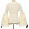 Women's Victorian Lace Flared-Sleeve Blouse, Gothic Lolita Shirt for JSK Dresses, Vintage Long-Sleeve Button-Down Top, Beige, XXL view 4