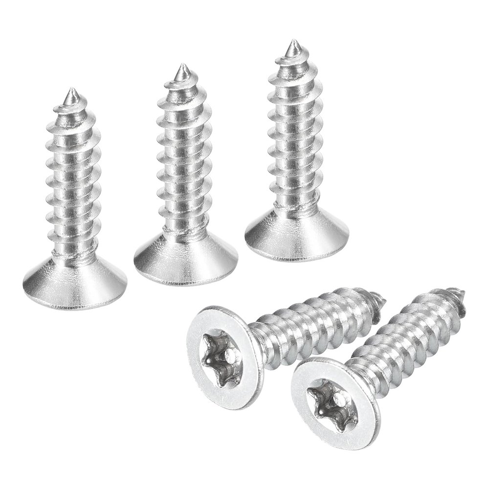 QUARKZMAN 60-Pack M4 x 16 mm Tamper-Resistant Torx Wood Screws, 304 Stainless Steel, T20 Bit, Silver