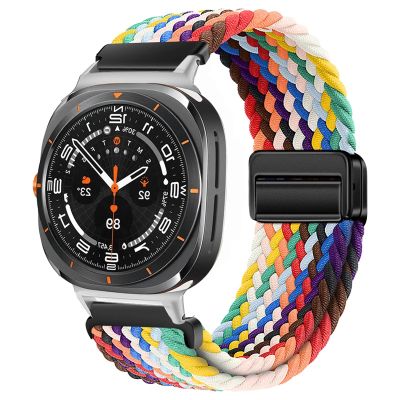 NRYCR Rainbow Magnetic Braided Nylon Sport Band for Galaxy Watch Ultra 47mm