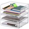 Geelin Stackable Paper Organizer, 4 Levels, 32 x 24 x 7 cm, Clear PET Desk Organizer and Letter Tray view 1