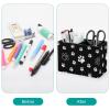 2-Compartment Pen Holder, PU Leather Pencil Cup with White Paw Print and Black Faux Leather, Style 5 view 3