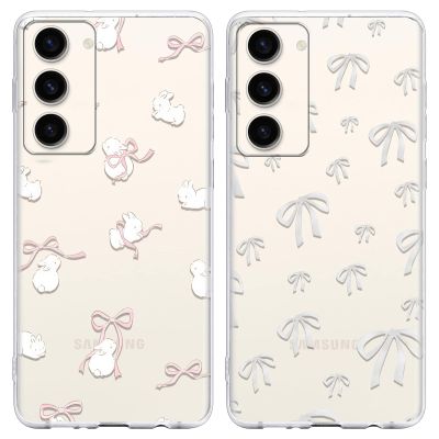 Phoona 2-Pack Case for Samsung Galaxy A34 5G, Bow Glitter Aesthetic Design, Clear Soft TPU