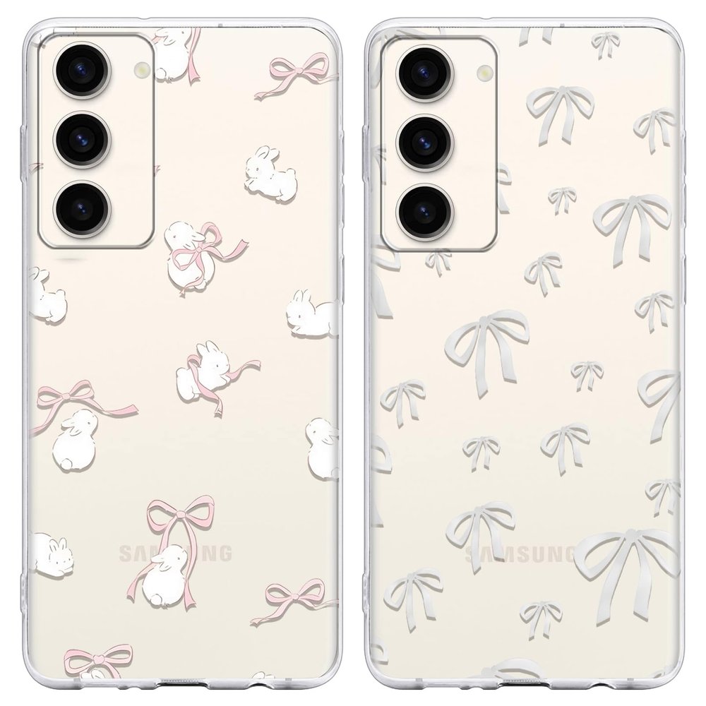 Phoona 2-Pack Case for Samsung Galaxy A34 5G, Bow Glitter Aesthetic Design, Clear Soft TPU