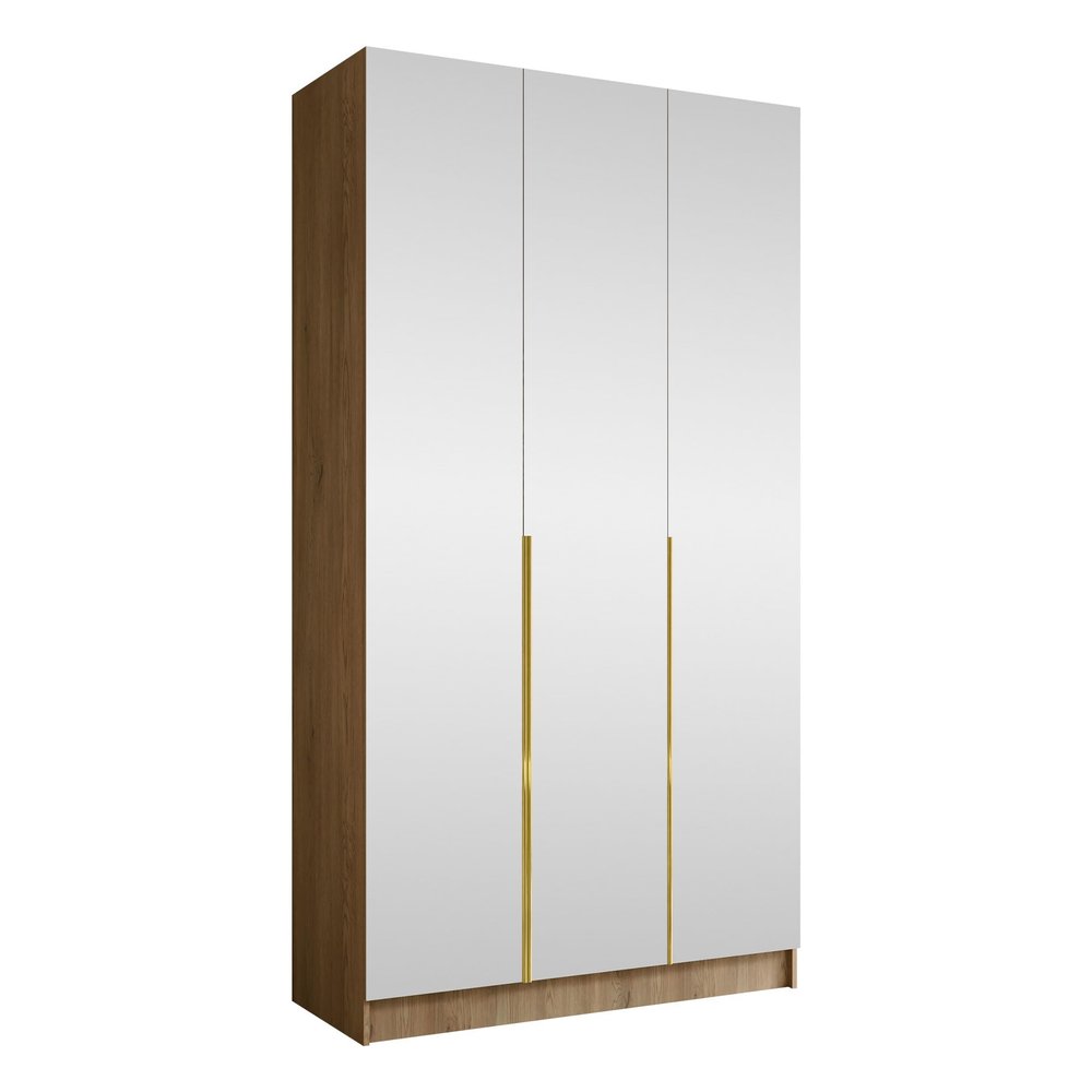 Mirjan24 Cikzori III Wardrobe with Mirrors, Cremona Oak and Gold