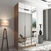 Mirjan24 Cikzori III Wardrobe with Mirrors, Cremona Oak and Gold view 3