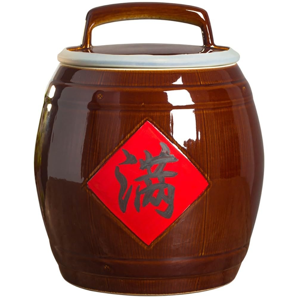 YCBTPS Ceramic Rice Storage Jar with Lid, Sealed Grain Container, 55 lb/25 kg