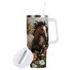 OWFKAY Insulated Coffee Tumbler with Lid and Straw, Stainless Steel, for Men and Women, Brown Horse, White Horse, Brown Horse, Brown Horse view 2