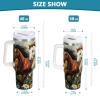 OWFKAY Insulated Coffee Tumbler with Lid and Straw, Stainless Steel, for Men and Women, Brown Horse, White Horse, Brown Horse, Brown Horse view 3