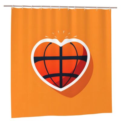 Mexpekil Love Heart Basketball Shower Curtain with Hooks, 72 x 72 in