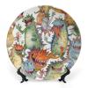 JKLQWH Decorative Bone China Plate with Stand, Chaotic Colorful Monsters, 6 in view 1