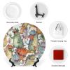 JKLQWH Decorative Bone China Plate with Stand, Chaotic Colorful Monsters, 6 in view 3