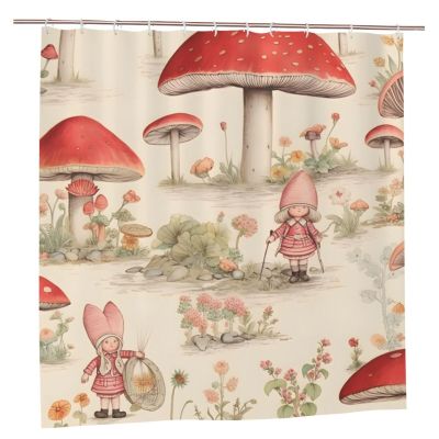 Mexpekil Little Girl Mushroom World Shower Curtain with Hooks, 72 x 72 in