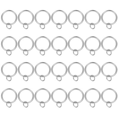 PATIKIL 28-Pack Curtain Rings with Eyelets, 32 mm Inside Diameter, Silver