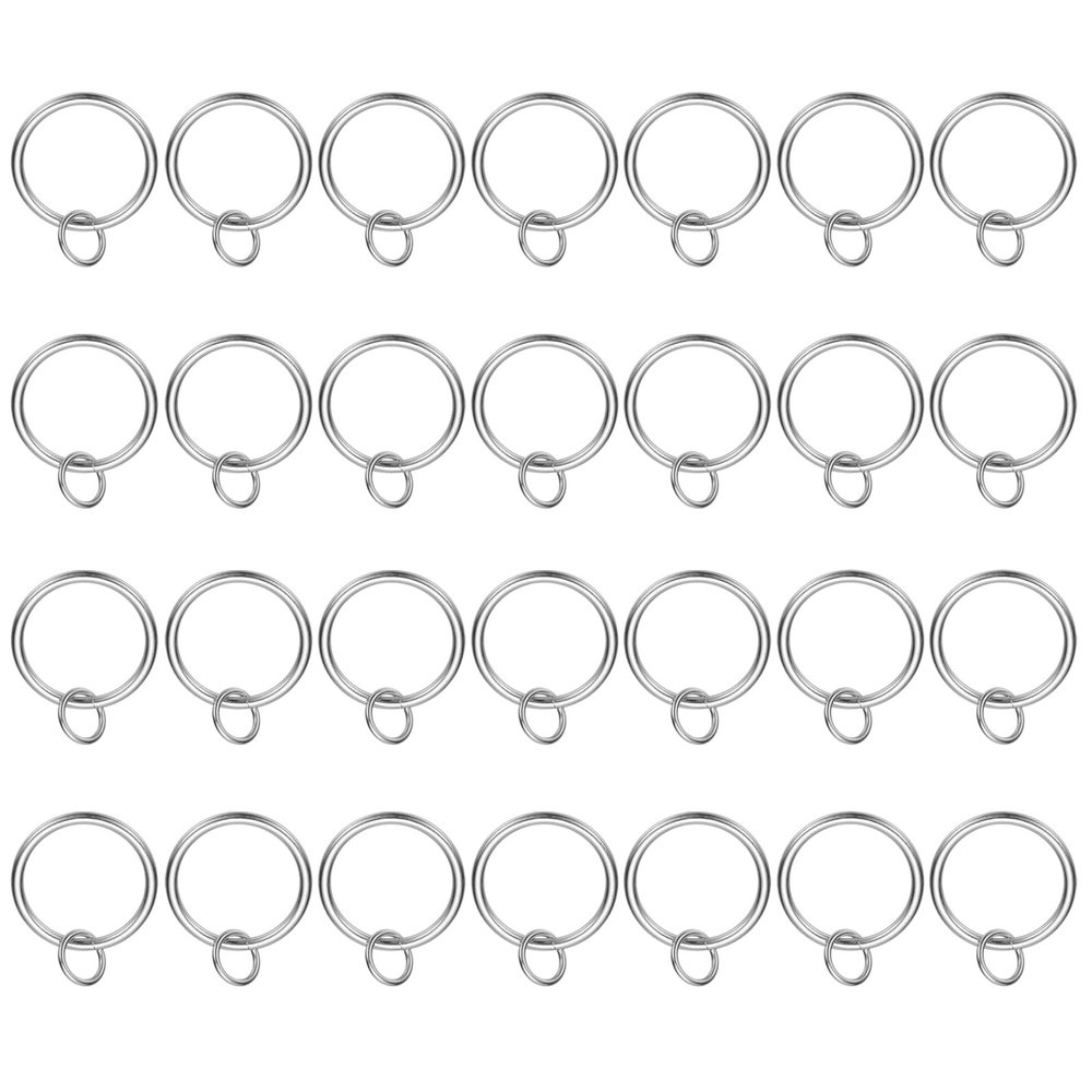 PATIKIL 28-Pack Curtain Rings with Eyelets, 32 mm Inside Diameter, Silver