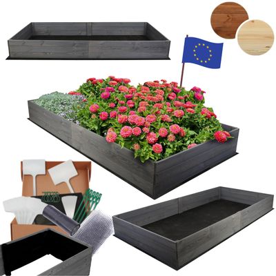 MODO24 Wooden Raised Garden Bed, Gray, 27 x 237 x 90 cm