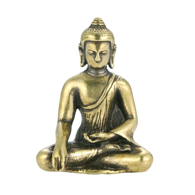 HBZLYS Solid Pure Copper Buddha Statue, Antique Brass Shakyamuni Amitabha Buddha Artwork