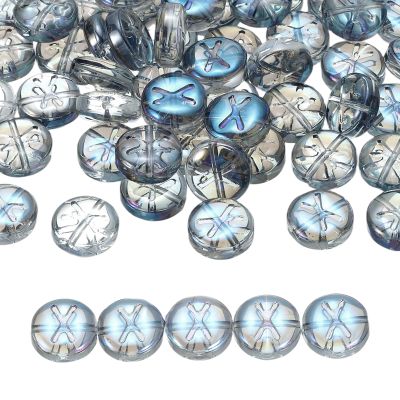 QUARKZMAN 60-Piece 10 mm Round Letter Glass Beads for Bracelets, Blue